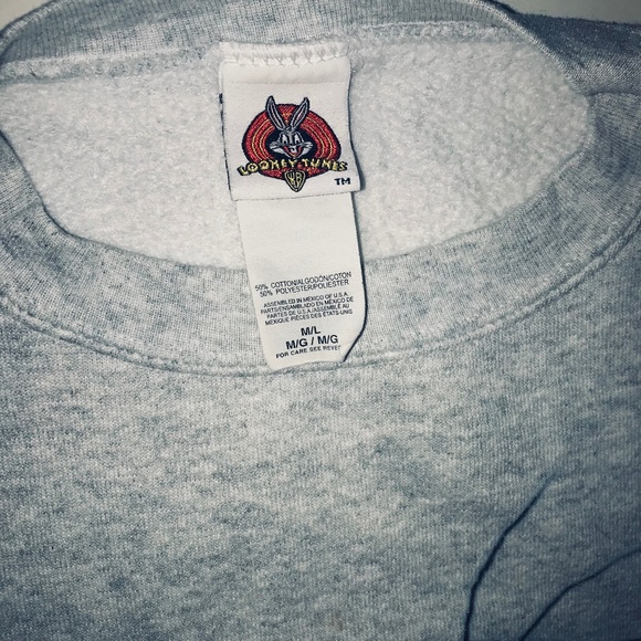 Vintage '90s Kids Looney Tunes Tweety Bird Grey Black/White sweatshirt Size: M/L - Picture 3 of 8